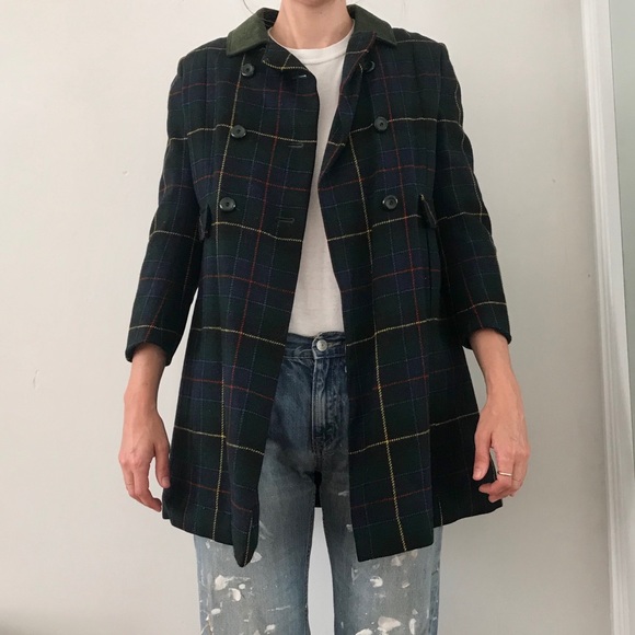 Vintage Atkins Plaid Pea Coat - Picture 1 of 8